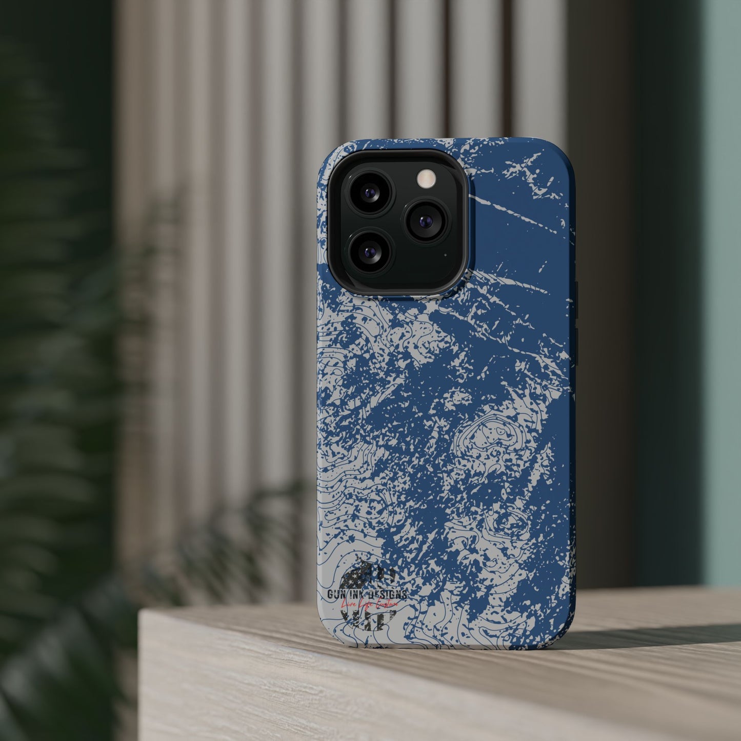 Magnetic Tough Phone Cases - Blue topo camo