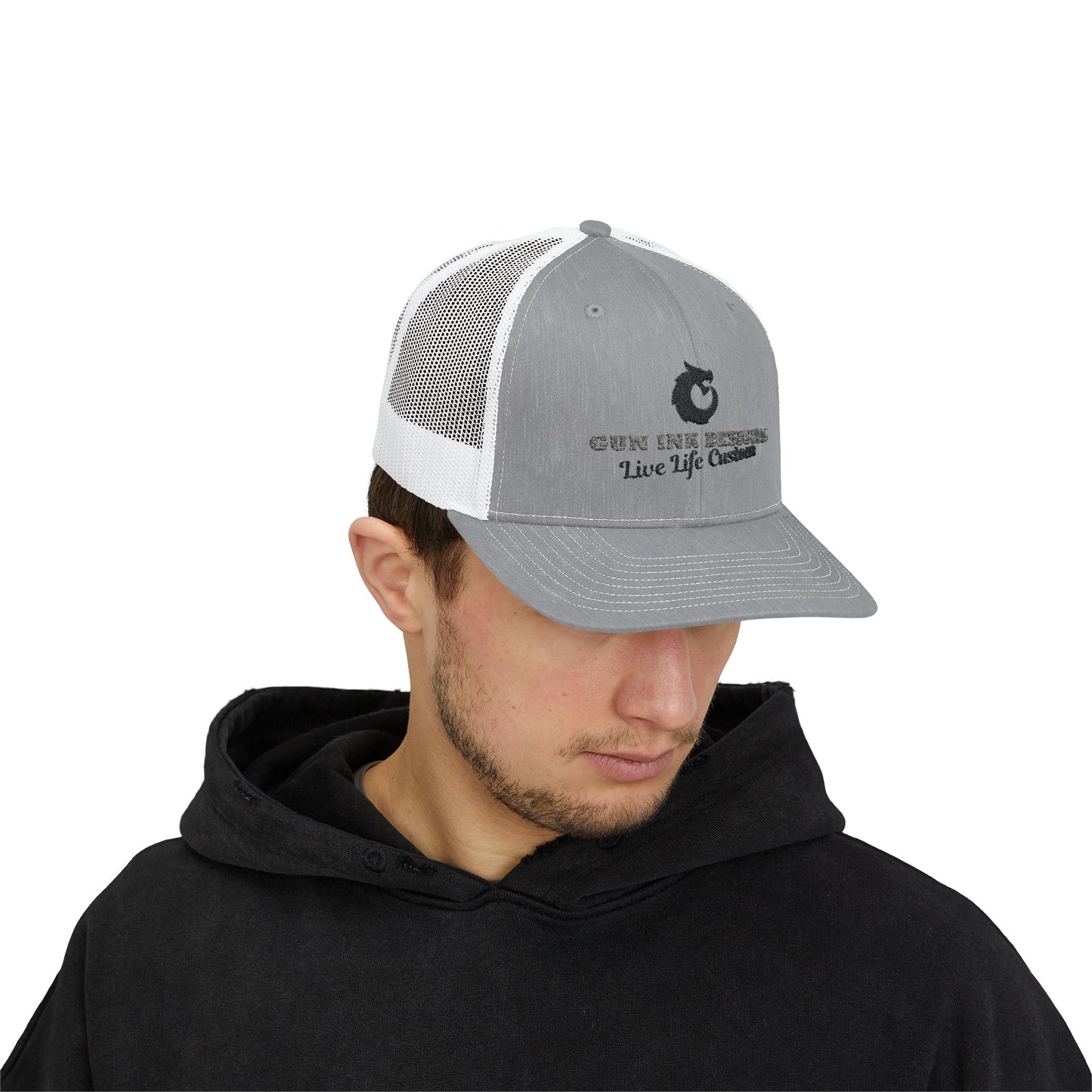 Snapback Trucker Cap - Black and Gray Logo
