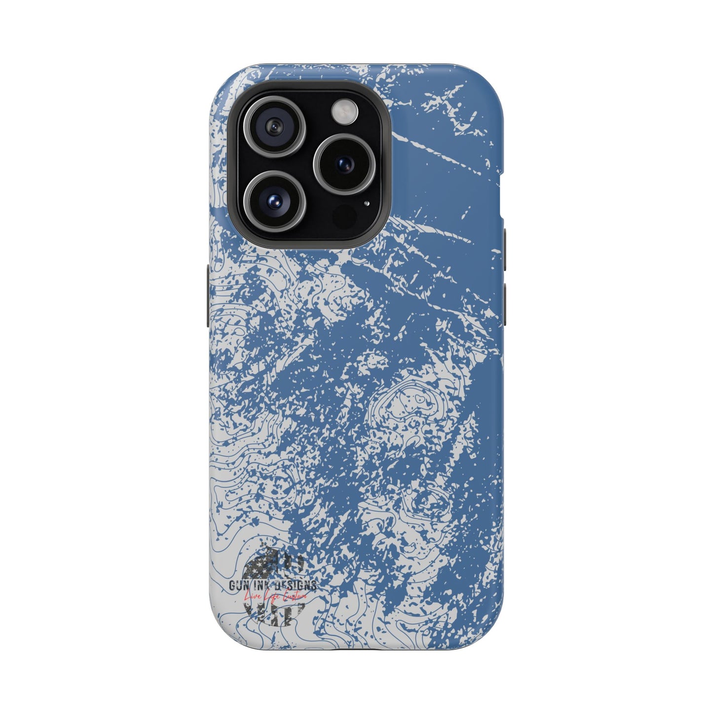 Magnetic Tough Phone Cases - Blue topo camo