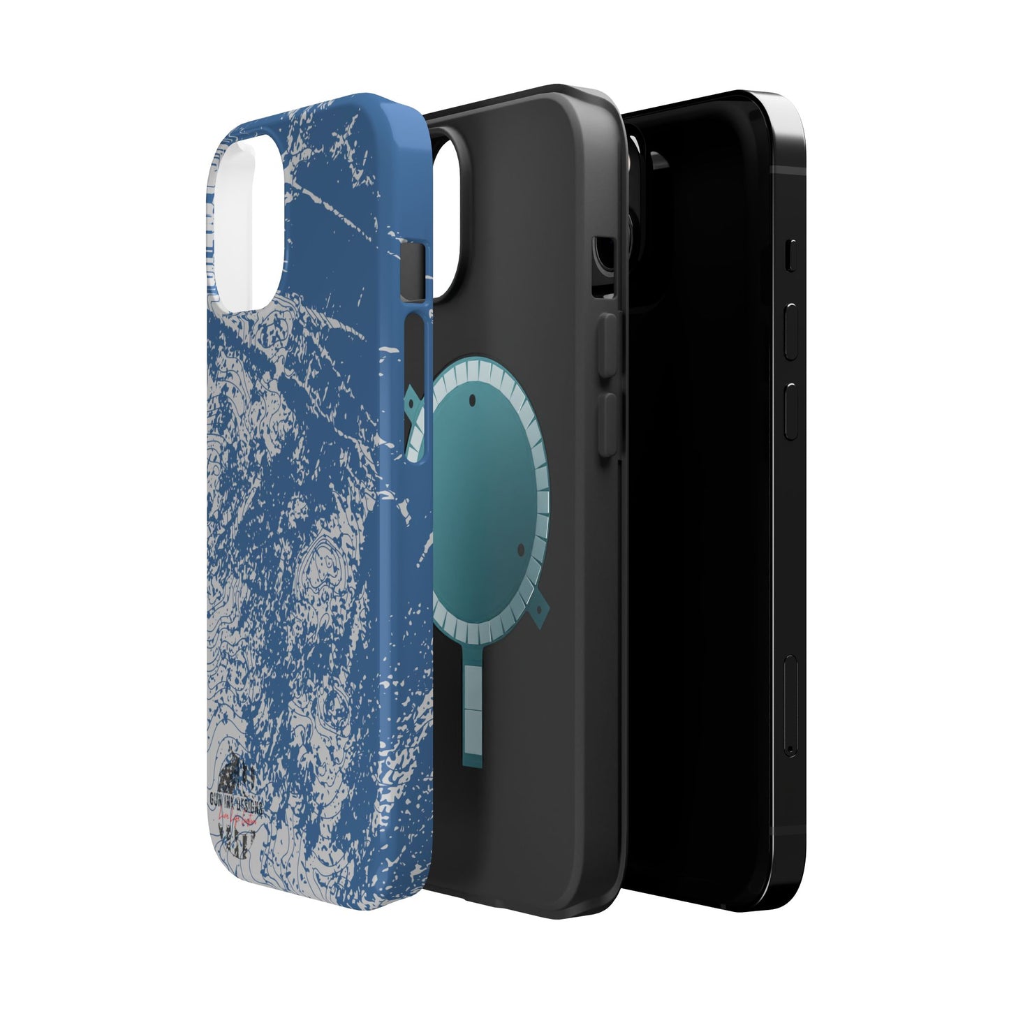 Magnetic Tough Phone Cases - Blue topo camo