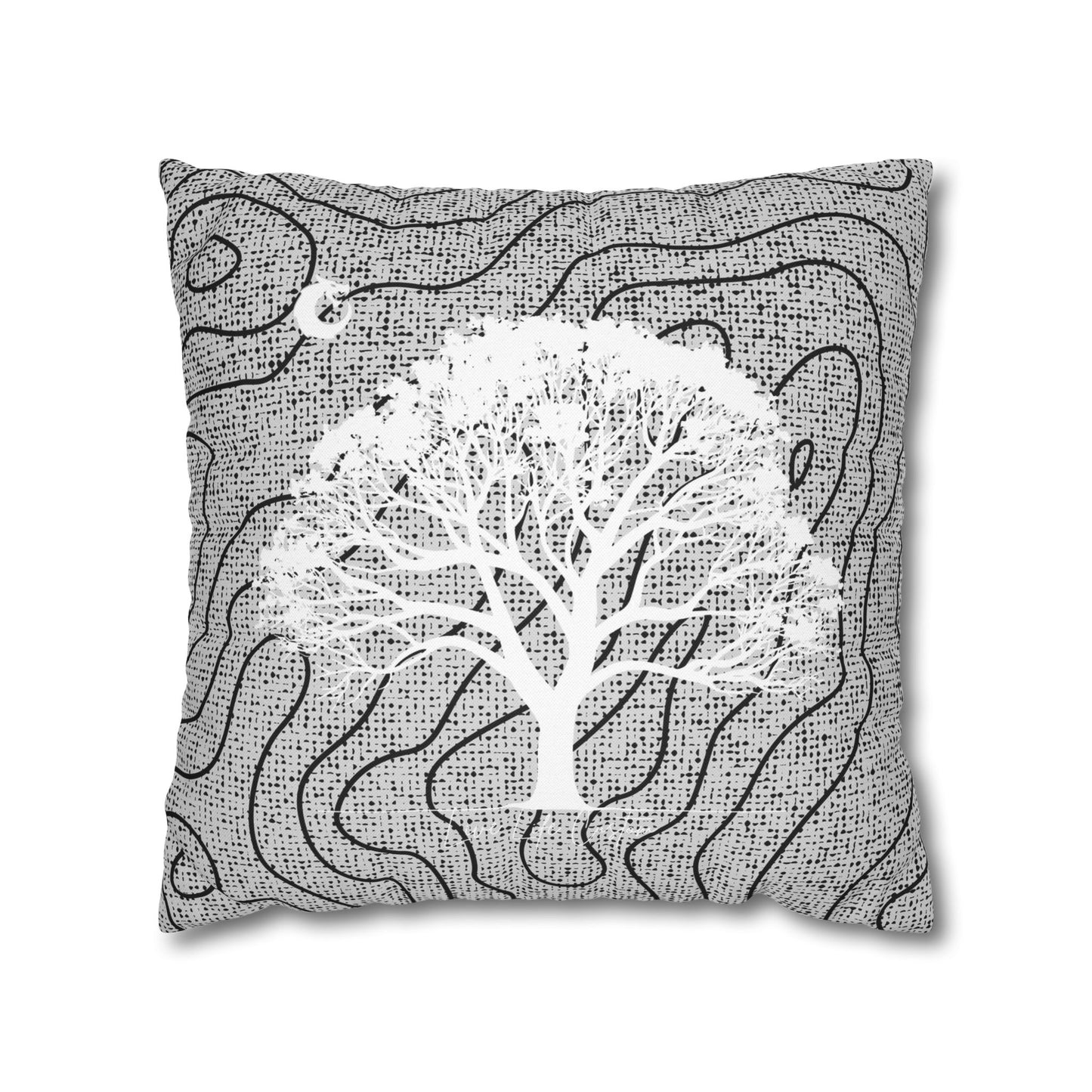 Spun Polyester Square Pillowcase - White Tree