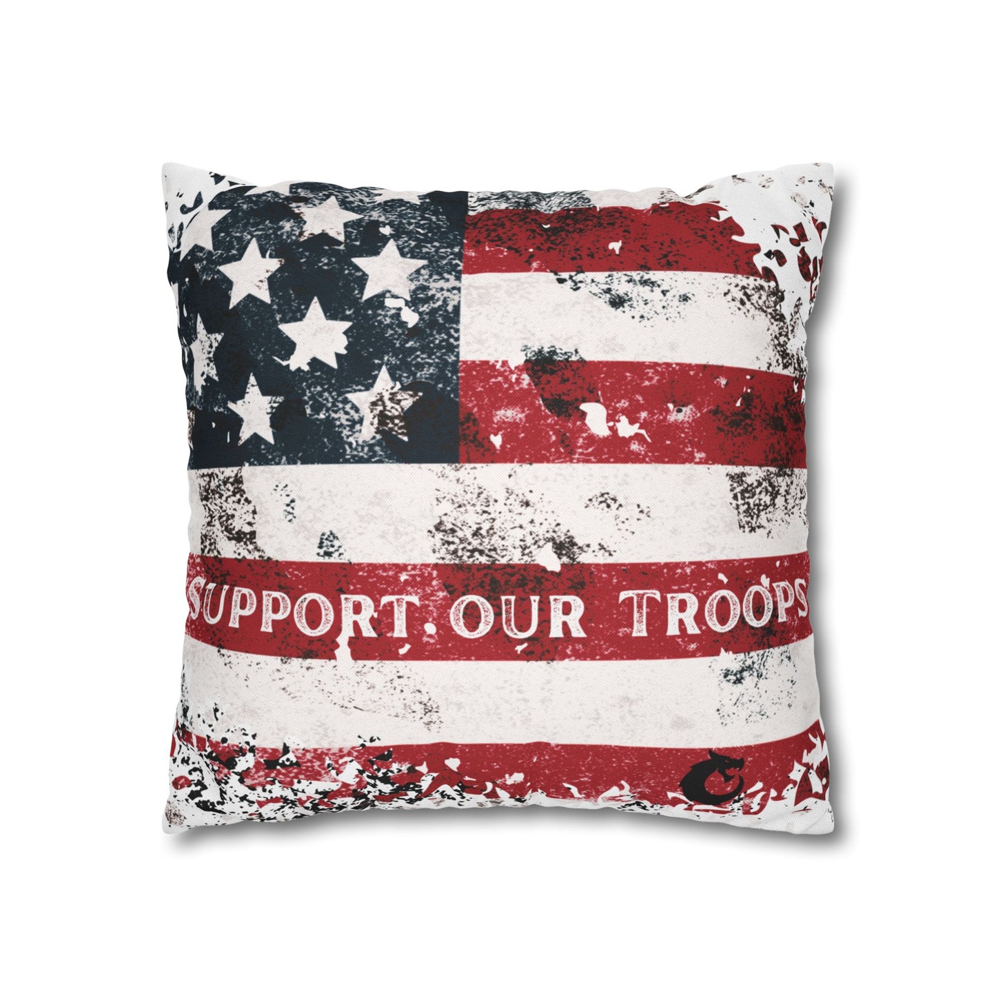 Spun Polyester Square Pillowcase - Support our Troops