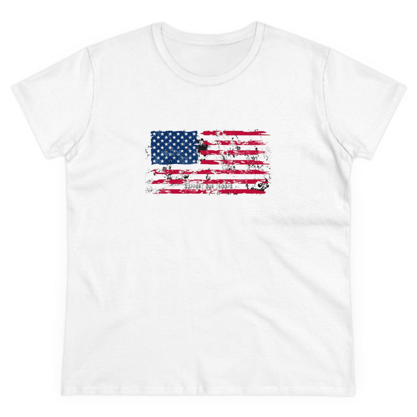 Women's Midweight Cotton Tee - Distressed Flag