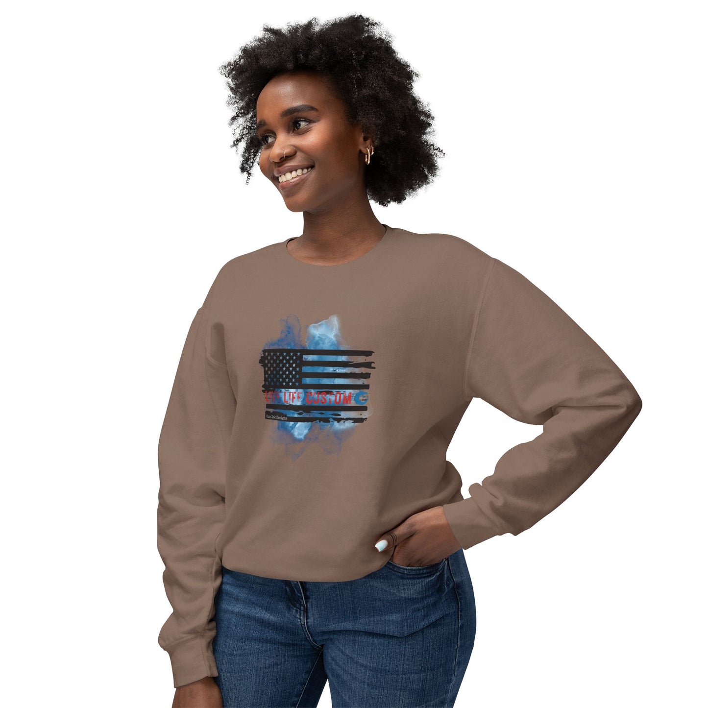 Lightweight Crewneck Sweatshirt - Water Color Flag