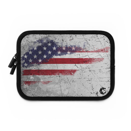 Vintage American Flag Laptop Sleeve, Patriotic Tech Case, College Student Gift, Stylish Electronics Bag