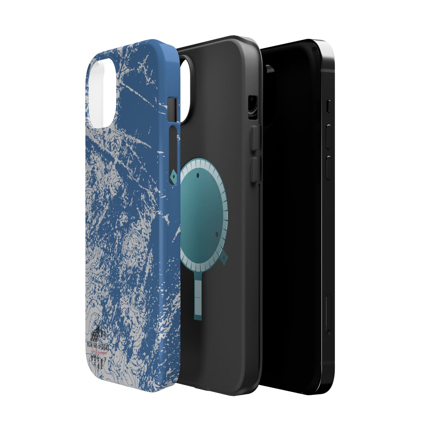 Magnetic Tough Phone Cases - Blue topo camo