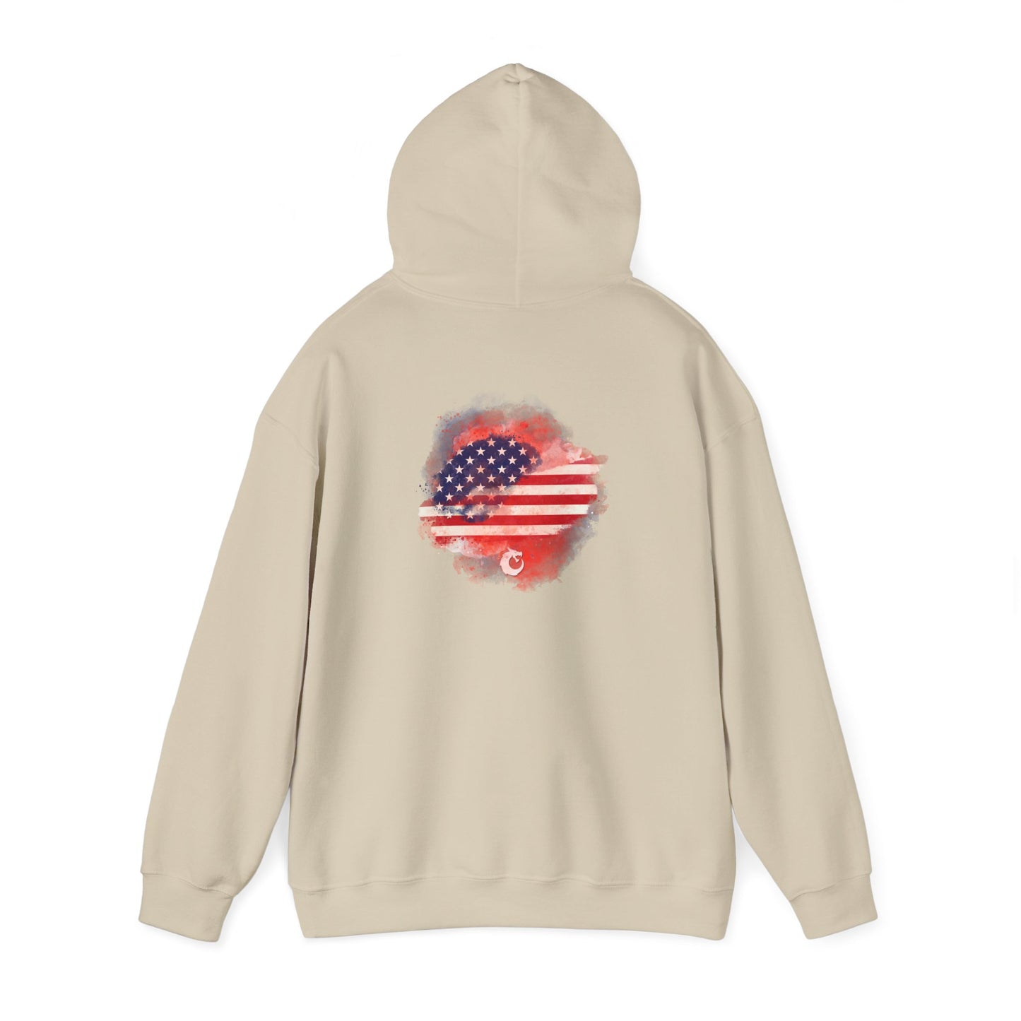 Heavy Blend™ Hooded Sweatshirt - Red Watercolor Flag