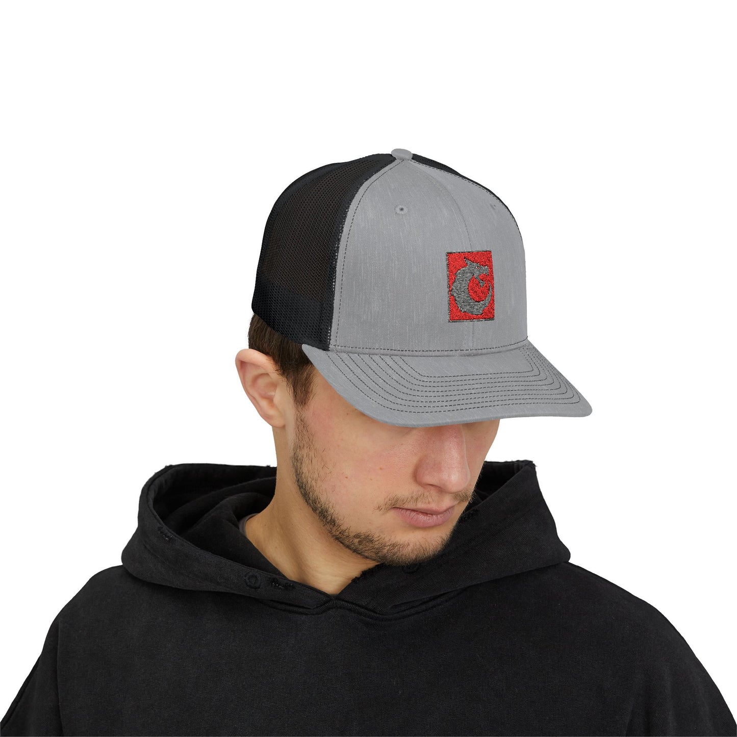 Snapback Trucker Cap - Gray Red Dragon