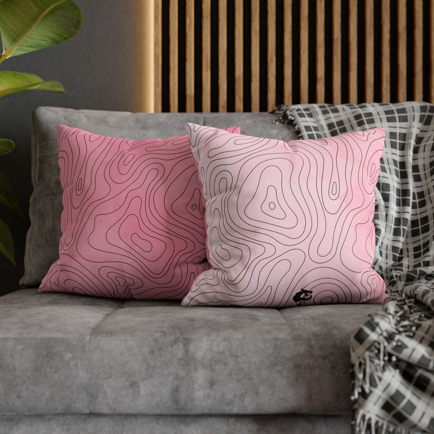 Spun Polyester Square Pillowcase - Pink Topo