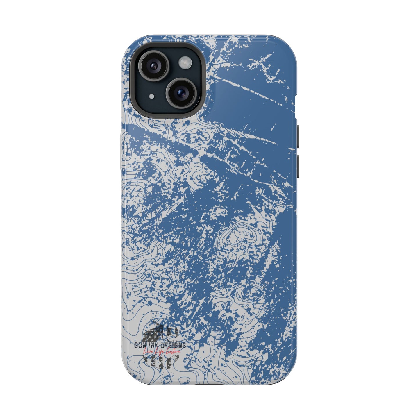 Magnetic Tough Phone Cases - Blue topo camo