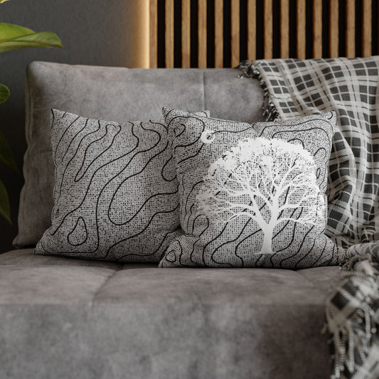 Spun Polyester Square Pillowcase - White Tree