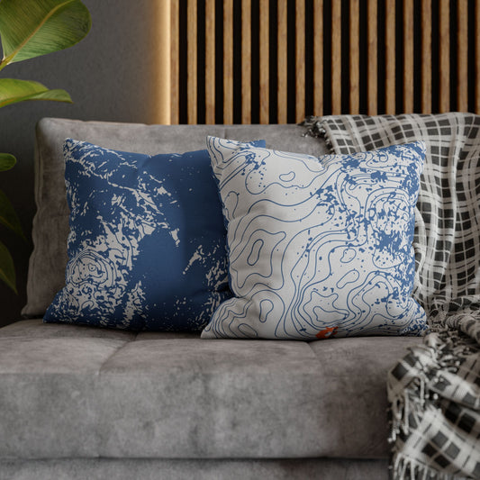 Spun Polyester Square Pillowcase - Blue Topography