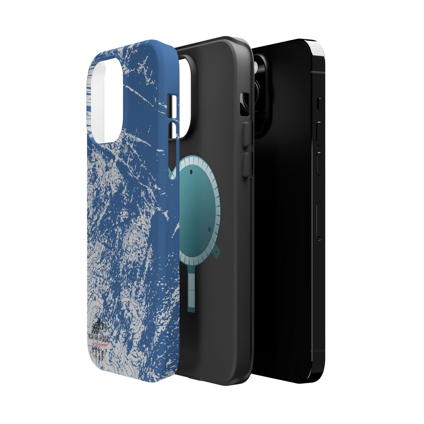 Magnetic Tough Phone Cases - Blue topo camo