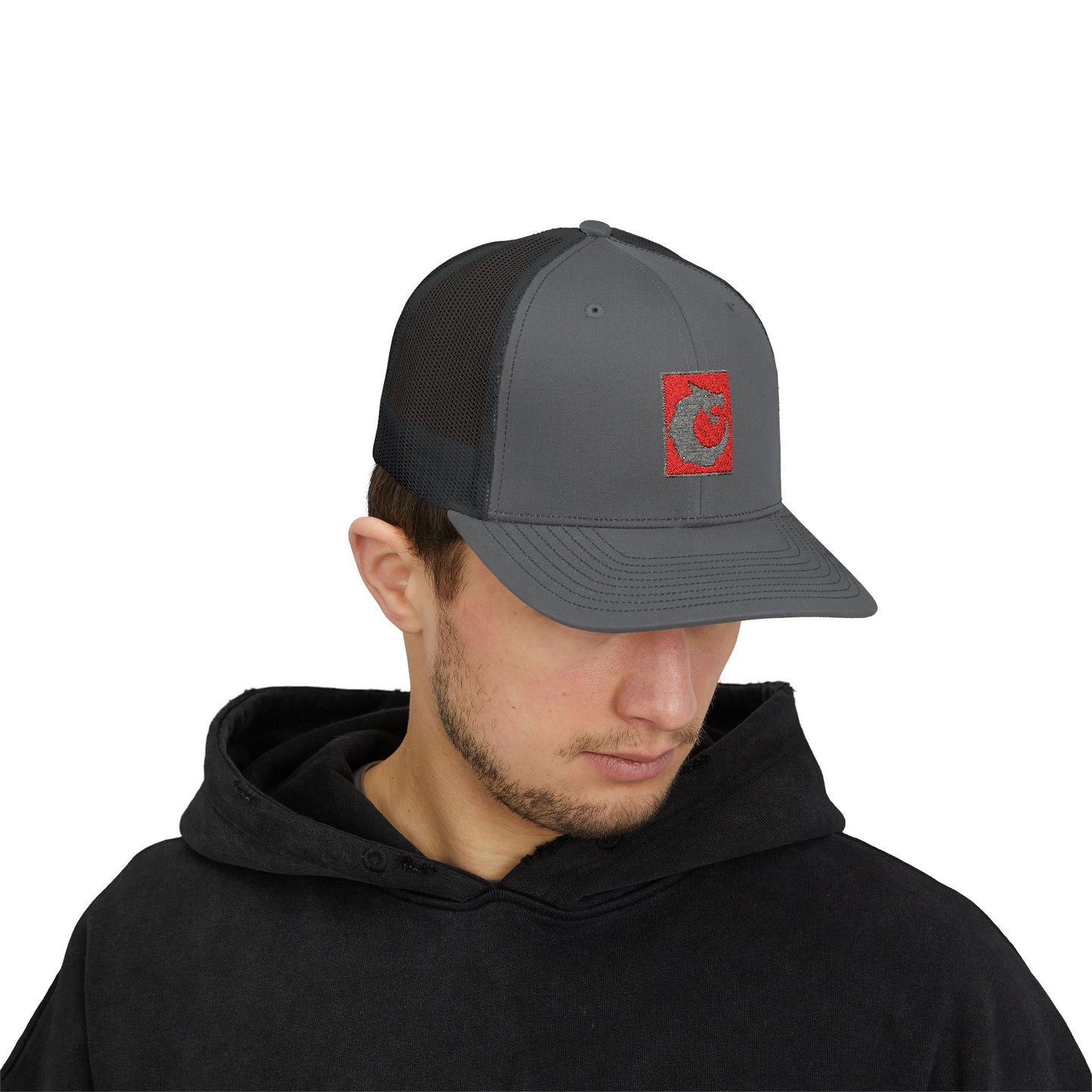 Snapback Trucker Cap - Gray Red Dragon