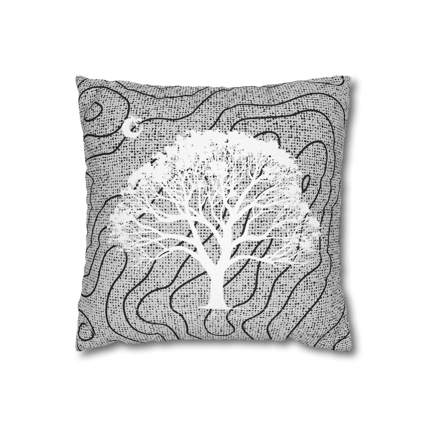 Spun Polyester Square Pillowcase - White Tree
