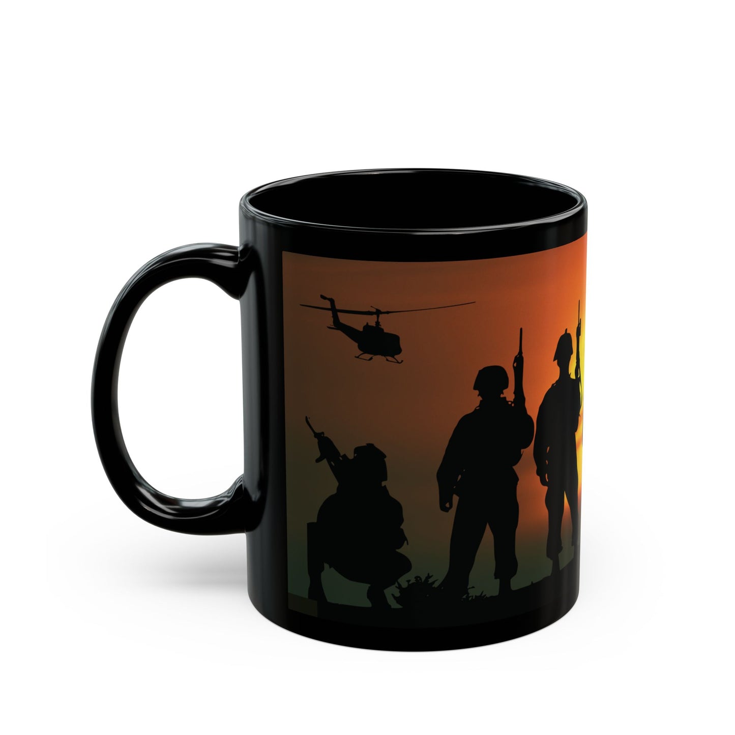 Military Tribute Black Mug - Perfect for Veterans Day & Armed Forces Appreciation