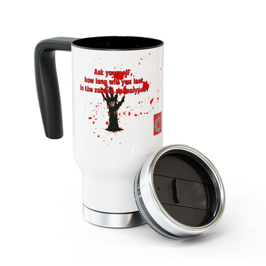 Stainless Steel Travel Mug with Handle, 14oz - Zombie