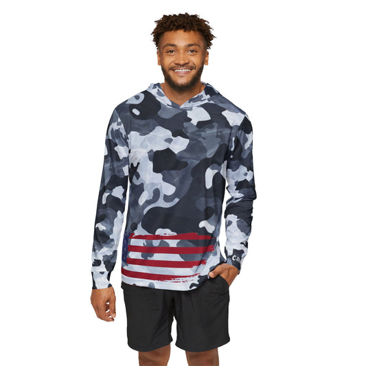 Men's Sports Warmup Hoodie - All Over Gray Camo