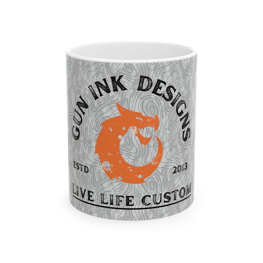 Ceramic Mug, (11oz, 15oz) - Light Topo Logo
