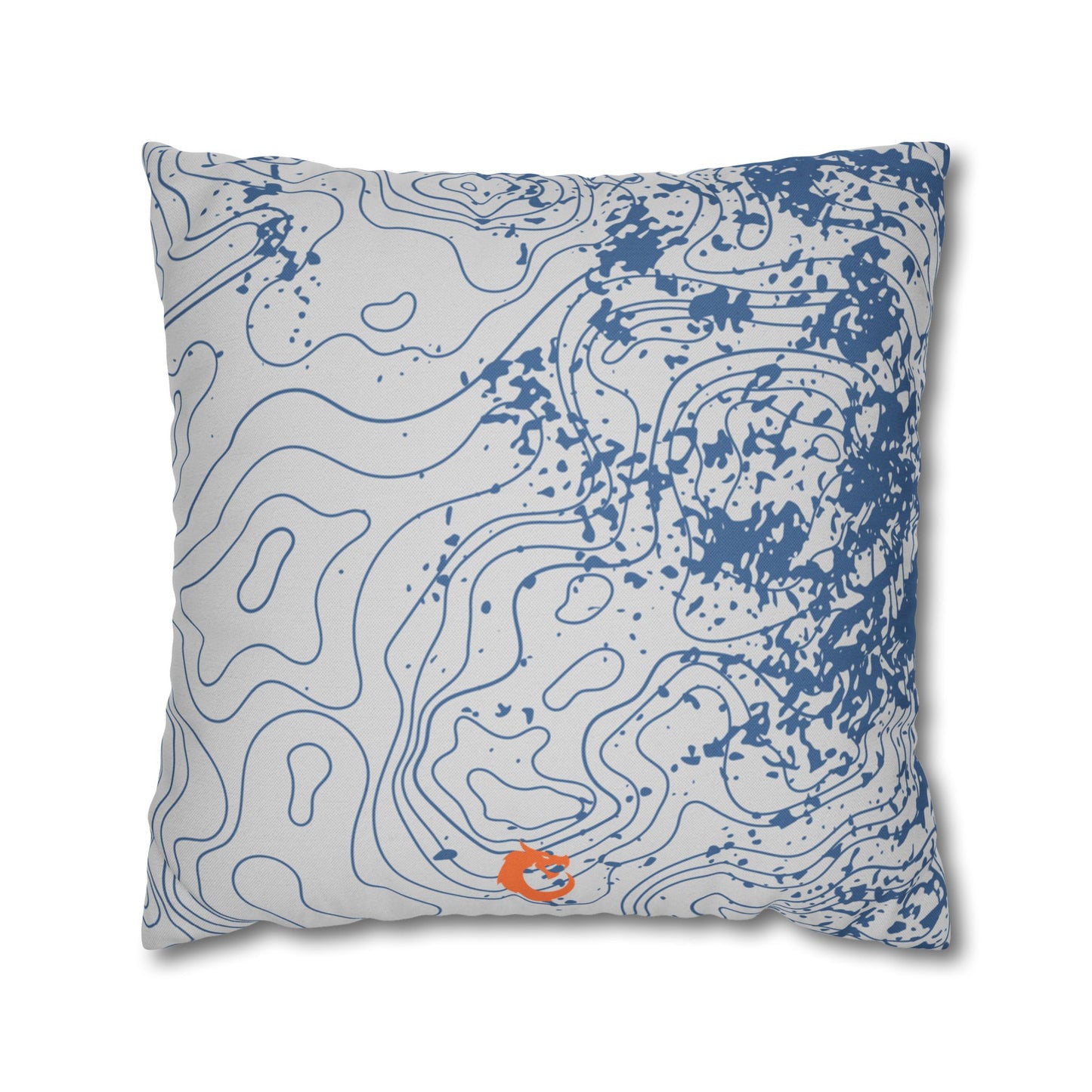 Spun Polyester Square Pillowcase - Blue Topography