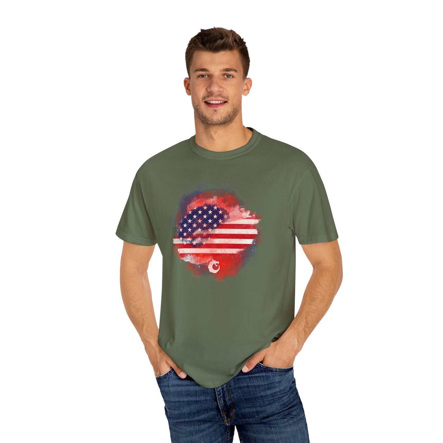 Garment-Dyed T-shirt - Watercolor Flag
