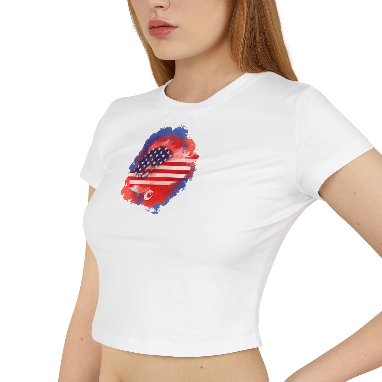 Women's Baby Tee - Watercolor Flag