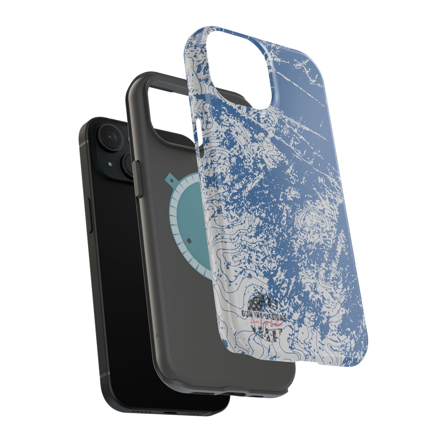 Magnetic Tough Phone Cases - Blue topo camo