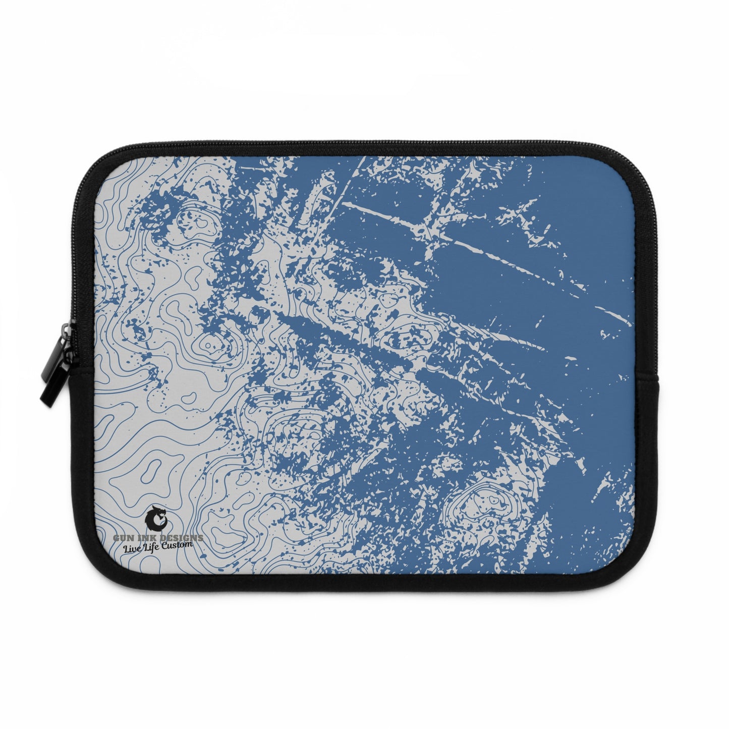 Abstract Blue Topo Laptop, iPad Sleeve, Stylish Computer Bag, Gift for College Students, Eco-Friendly Design
