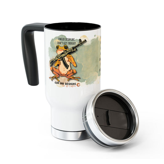 Stainless Steel Travel Mug with Handle, 14oz - Finger Disipline