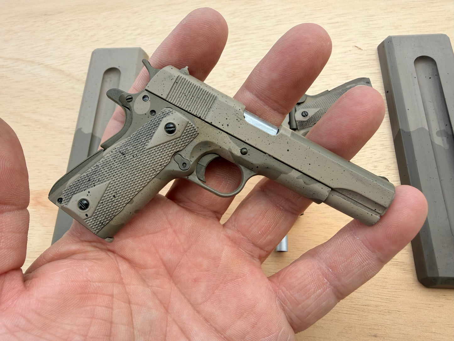 GoatGuns 1911 Tan, camo, distressed.