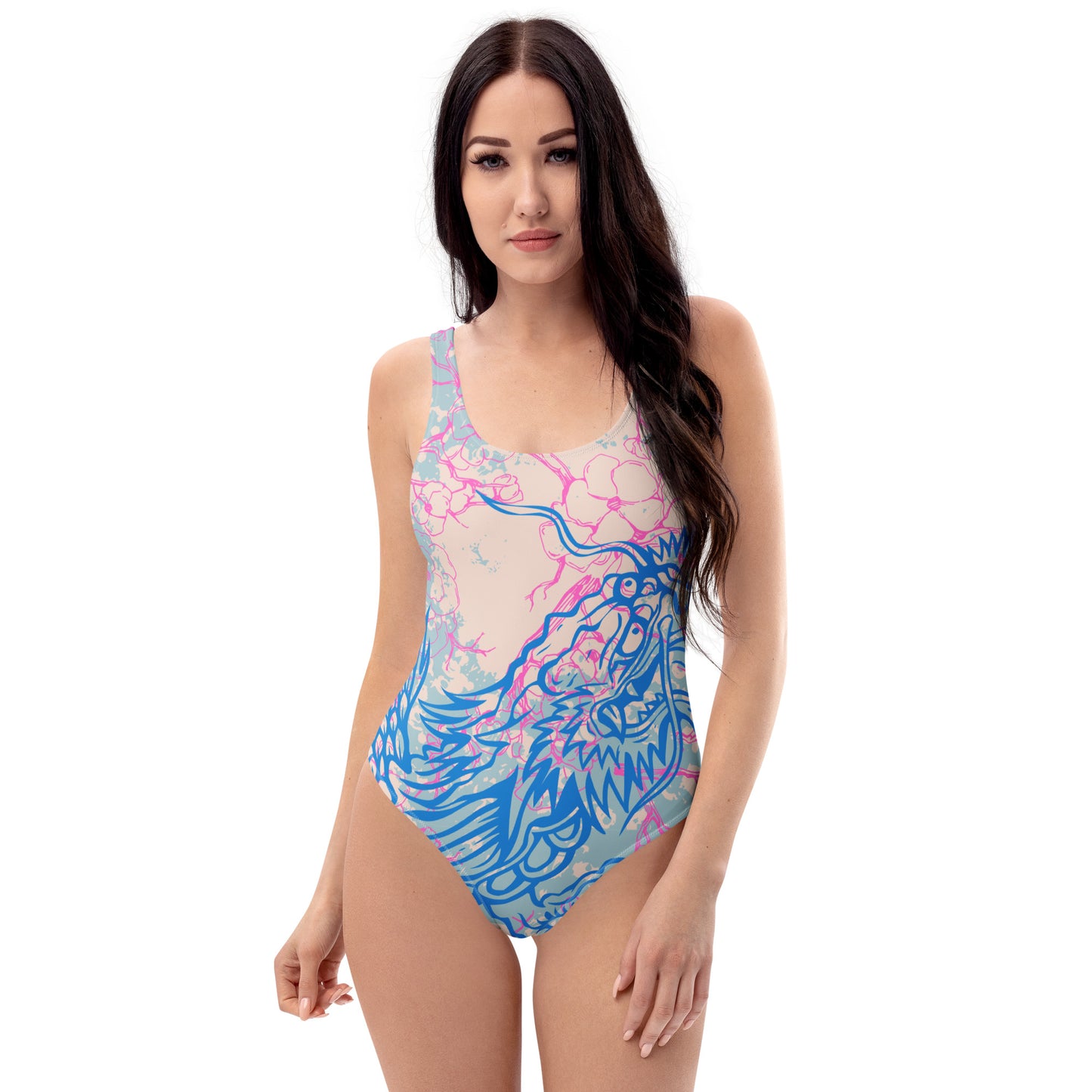 One-Piece Swimsuit - Dragon and a Cherry Tree